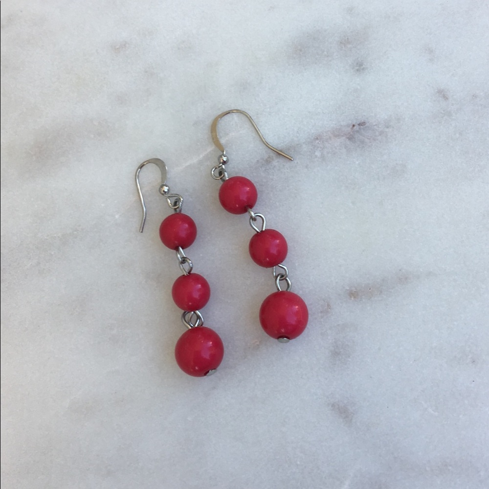 Light Red with a tinge of Pink Dangle Earrings
